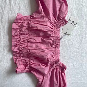 ZARA Barbie Pink Stretch Poplin Top